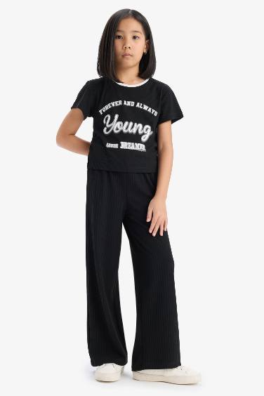 Girl Camisole T-Shirt Wide Leg Trousers 2 Piece Set