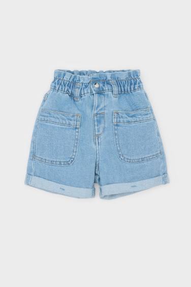 Baby Girl Paperbag Jean Shorts