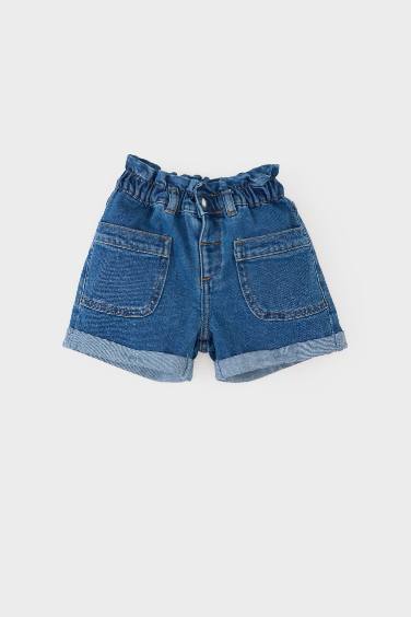 Baby Girl Paperbag Jean Shorts