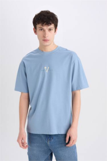 تيشيرت مطبوع أوفر سايز برقبة مستديرة