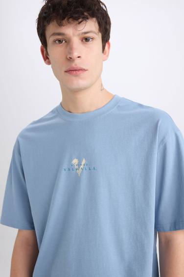 تيشيرت مطبوع أوفر سايز برقبة مستديرة