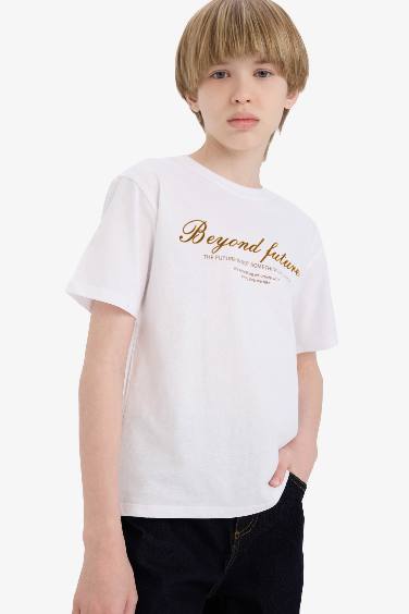 T-shirt imprimé à col rond et manches courtes pour garçon