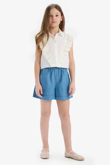 Chemise courte en coton sans manches pour fille
