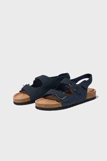 Boy Flat Sole Faux Leather Sandals