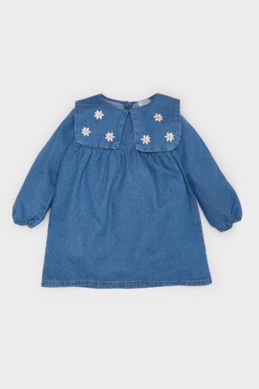 Baby Girl Embroidered Long Sleeve Jean Dress