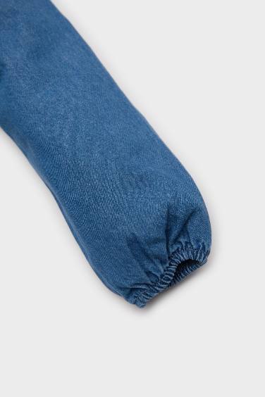 Robe en jean brodée à manches longues pour bébé fille