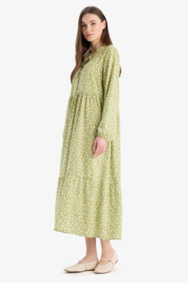 Crew Neck Printed Viscose Dress