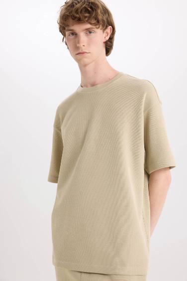 Cotton Boxy Fit Crew Neck Short Sleeve T-Shirt