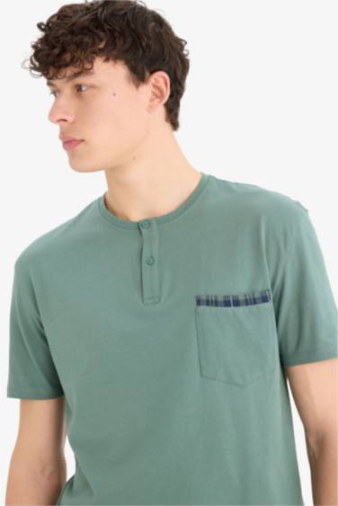 Regular Fit Pijama Takımı Kısa Kollu Üst Kareli Uzun Alt