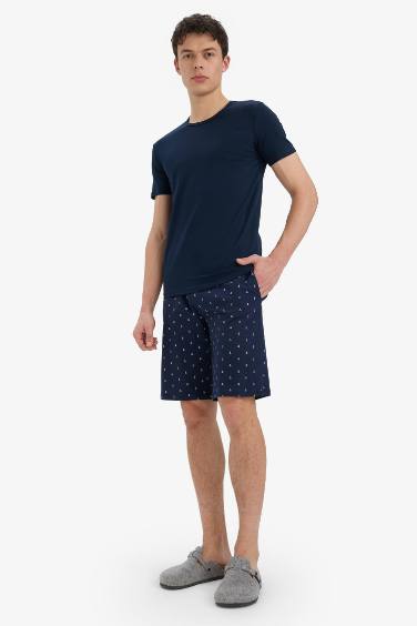 Regular Fit Desenli Cepli Şort Pijama Altı