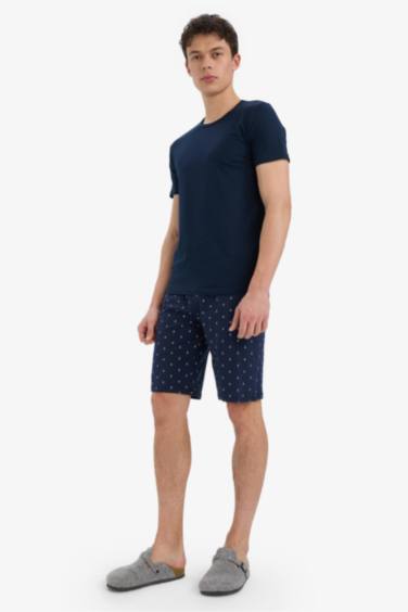 Regular Fit Desenli Cepli Şort Pijama Altı