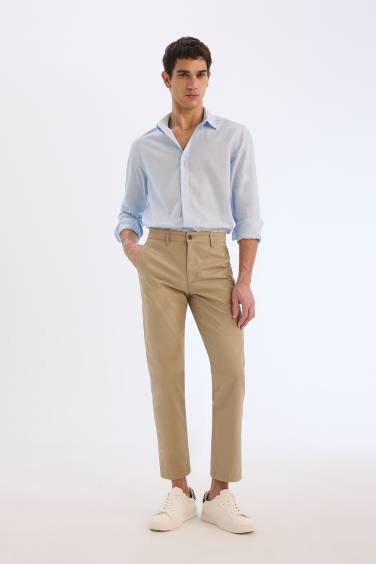 Regular Fit Polo Yaka Keten Karışımlı Yazlık Uzun Kollu Gömlek