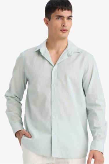 Regular Fit Polo Collar Long Sleeve Shirt