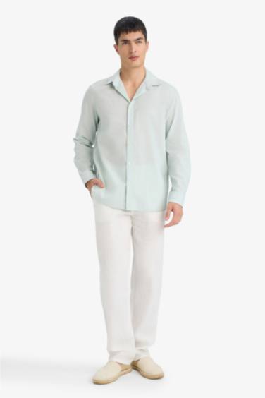 Regular Fit Polo Collar Long Sleeve Shirt