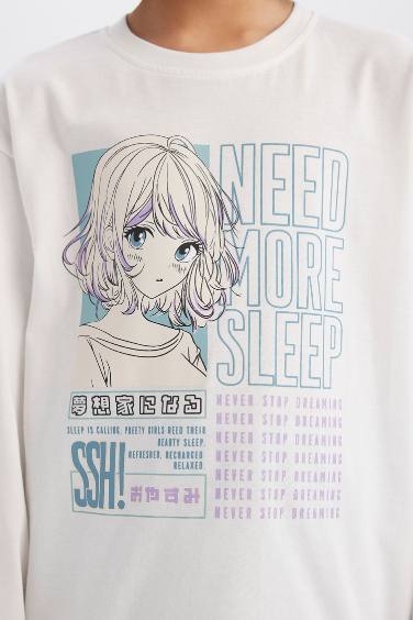 Kız Çocuk Pijama Takımı Uzun Kollu Üst Beli Lastikli Uzun Alt