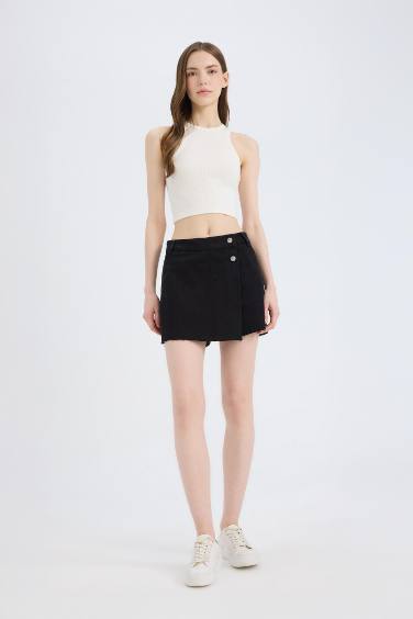 Юбка-шорты джинсовые с высокой посадкой