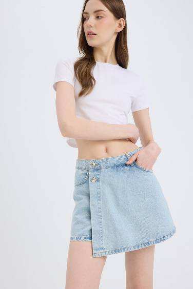High Waist Denim Skort