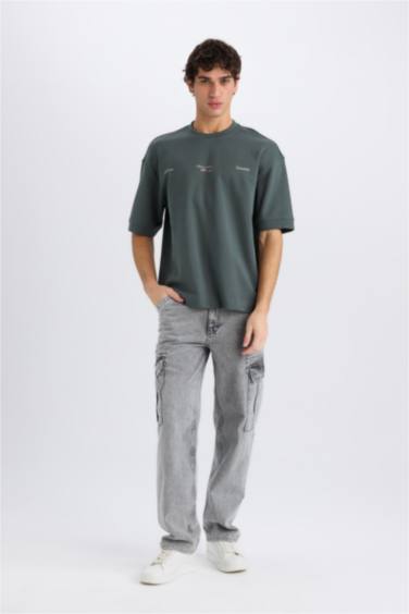 Loose Fit Crew Neck Printed Heavy Fabric T-Shirt