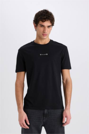 Regular Fit Crew Neck Printed Heavy Fabric T-Shirt