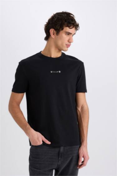 Regular Fit Crew Neck Printed Heavy Fabric T-Shirt