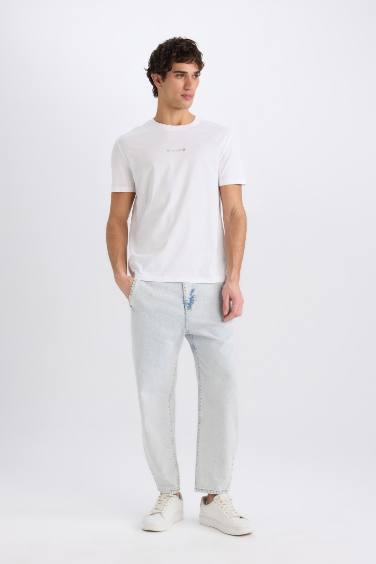 Regular Fit Crew Neck Printed Heavy Fabric T-Shirt