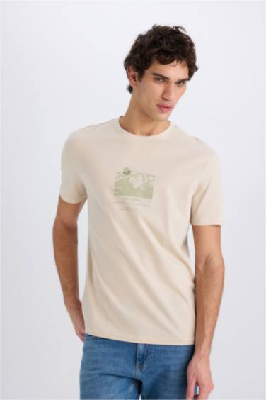 Regular Fit Crew Neck Printed Short Sleeve T-Shirt