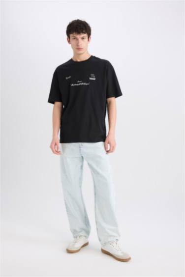 تيشيرت اوفر سايز مطبوع برقبة مستديرة