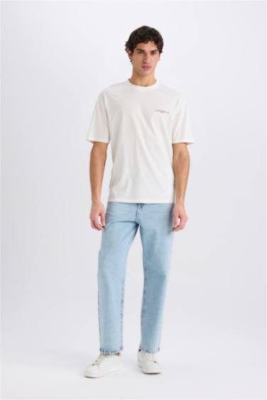 تيشيرت نص كم اوفر سايز برقبة مستديرة