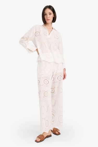 Fall in Love Regular Fit Embroidered Beach Shirt