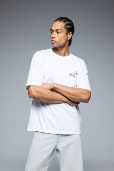 Boxy Fit Looney Tunes Licensed Crew Neck Printed Short Sleeve T-Shirt