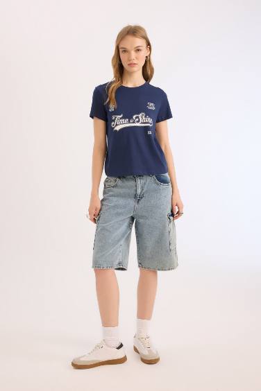 تي شيرت نص ردن قصة عادية بياخة مستديرة