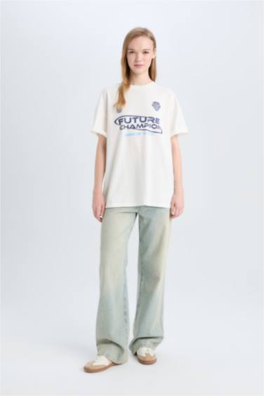 T-shirt oversize imprimé à col rond