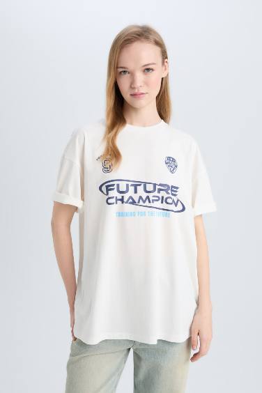 T-shirt oversize imprimé à col rond