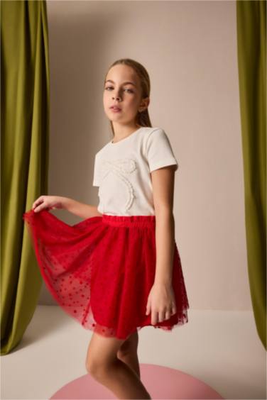 Jupe plissée rouge pour fille