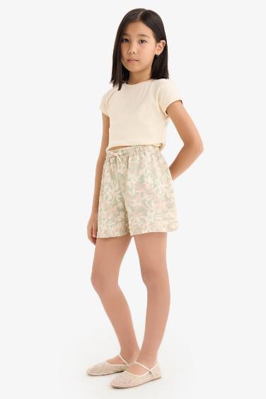 Short en viscose à motif fleuri pour fille