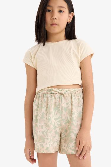 Short en viscose à motif fleuri pour fille