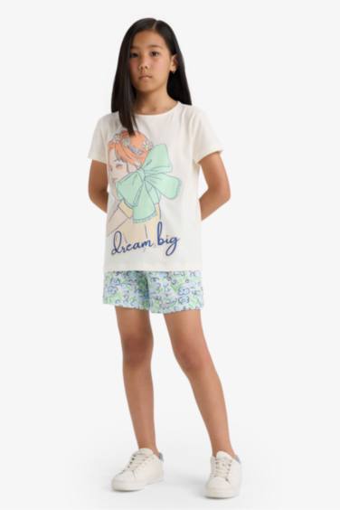 Қыздарға қалыпты пішім басып шығарылған 2 Трикотаж пижамалар