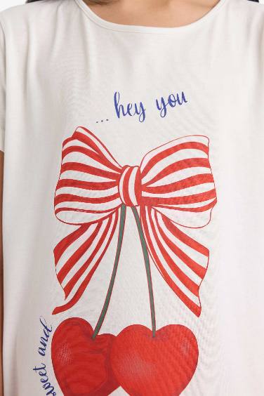 سيت بجامة بناتي شورت وتيشيرت قصة عادية - قطعتين