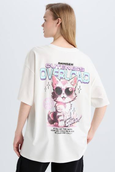 T-shirt oversize imprimé à col rond