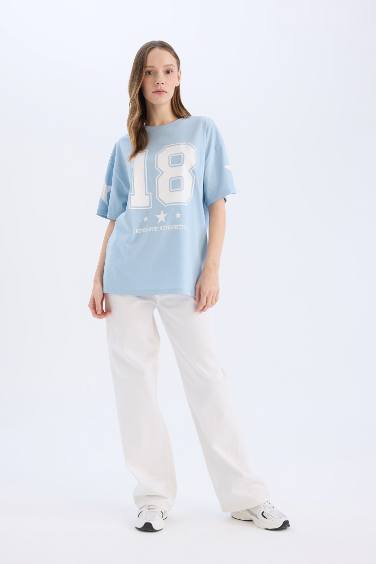 تيشيرت اوفر سايز نص كم مطبوع