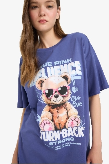 Oversize Fit Crew Neck Printed Short Sleeve T-Shirt