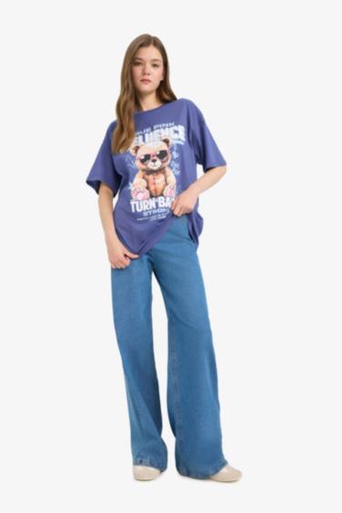 Oversize Fit Crew Neck Printed Short Sleeve T-Shirt