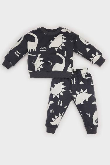 Baby Boy Dinosaur Printed Sweatshirt Sweatpants 2 Piece Set