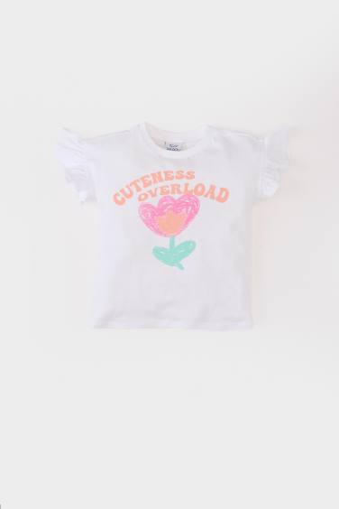 Baby Girl Regular Fit Crew Neck Floral Short T-Shirt