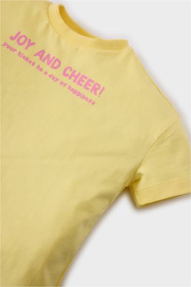 تيشيرت بنات نص كم قصة عادية برقبة مستديرة