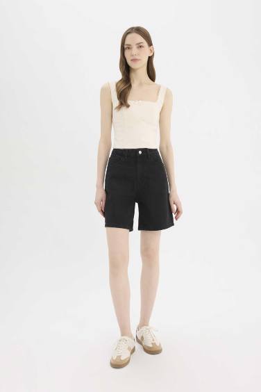 Джинсовые шорты-бермуды с обычной посадкой на талии