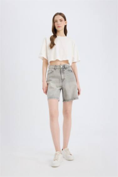 Джинсовые шорты-бермуды с обычной посадкой на талии