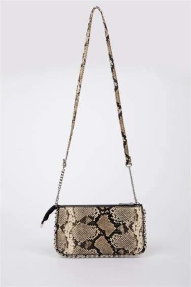 Kadın Yılan Derisi Görünümlü Çapraz Çanta