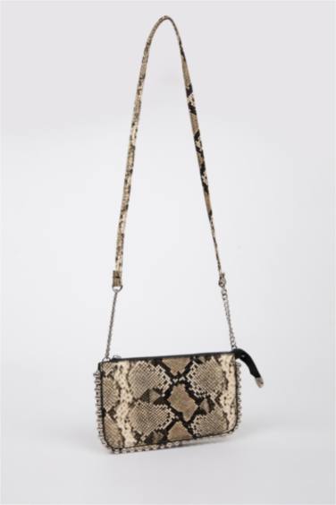 Kadın Yılan Derisi Görünümlü Çapraz Çanta