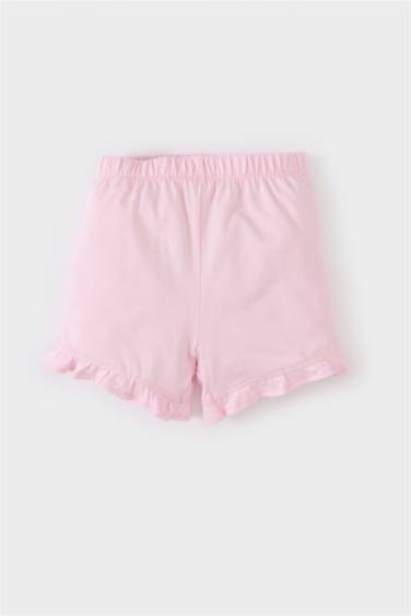 طقم تيشيرت بنات مطبوع وشورت بخصر مطاطي